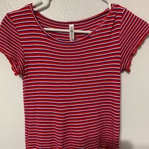 Red and Blue Striped Crop-Top Girls Fashion